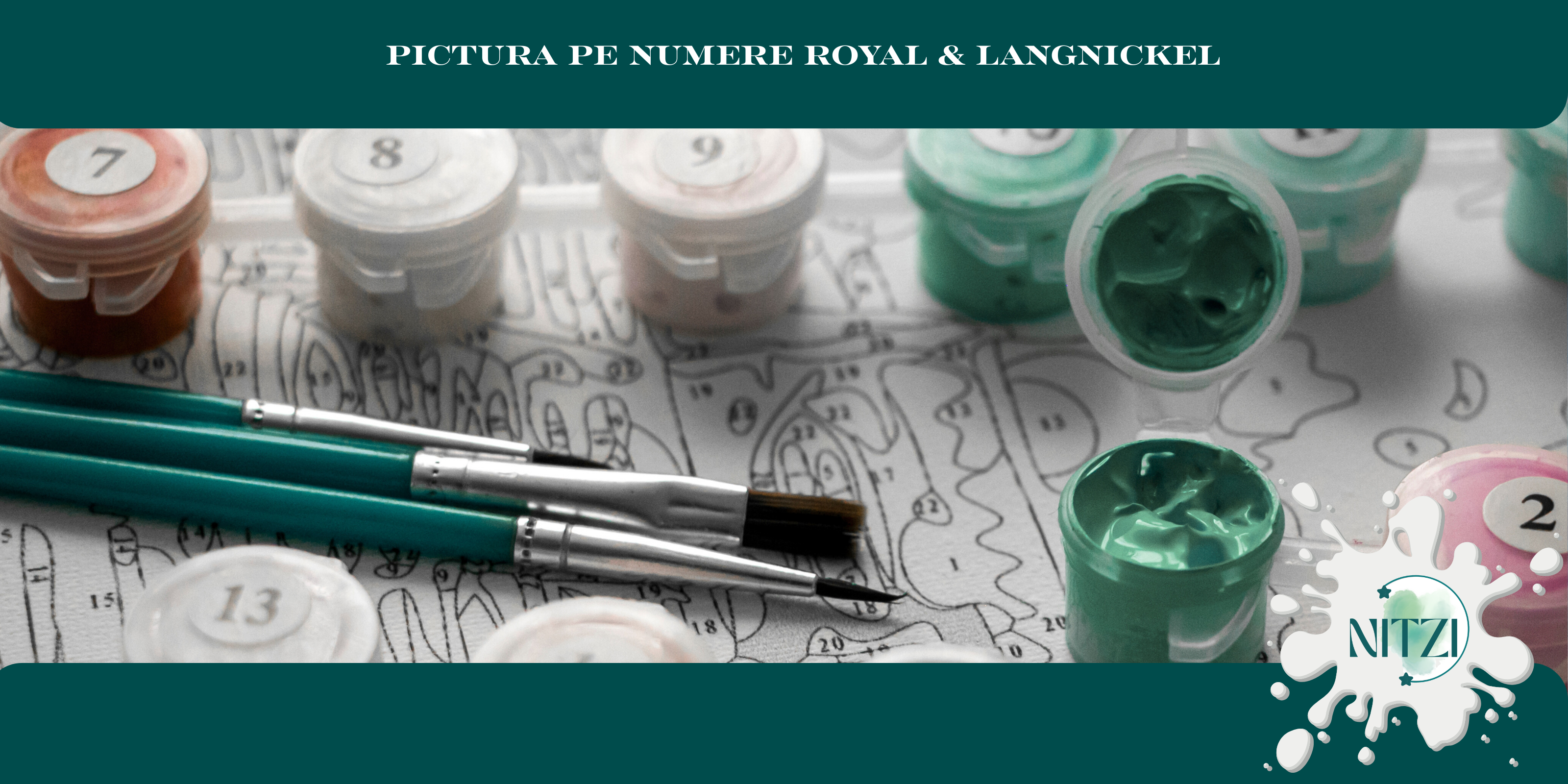 Set pictură pe numere Royal & Langnickel cu pensule și culori acrilice