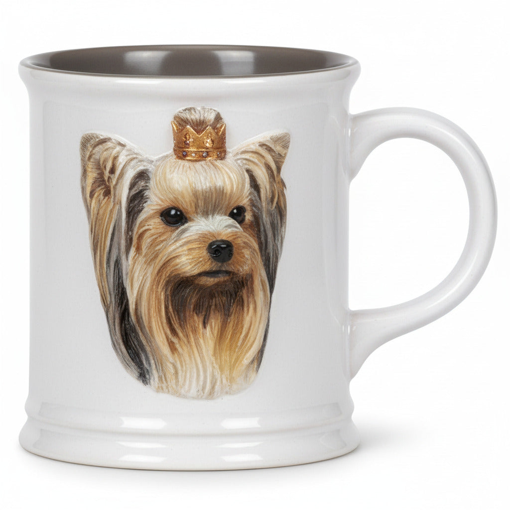 Cana cu catel Yorkie in relief - Nitzi.ro