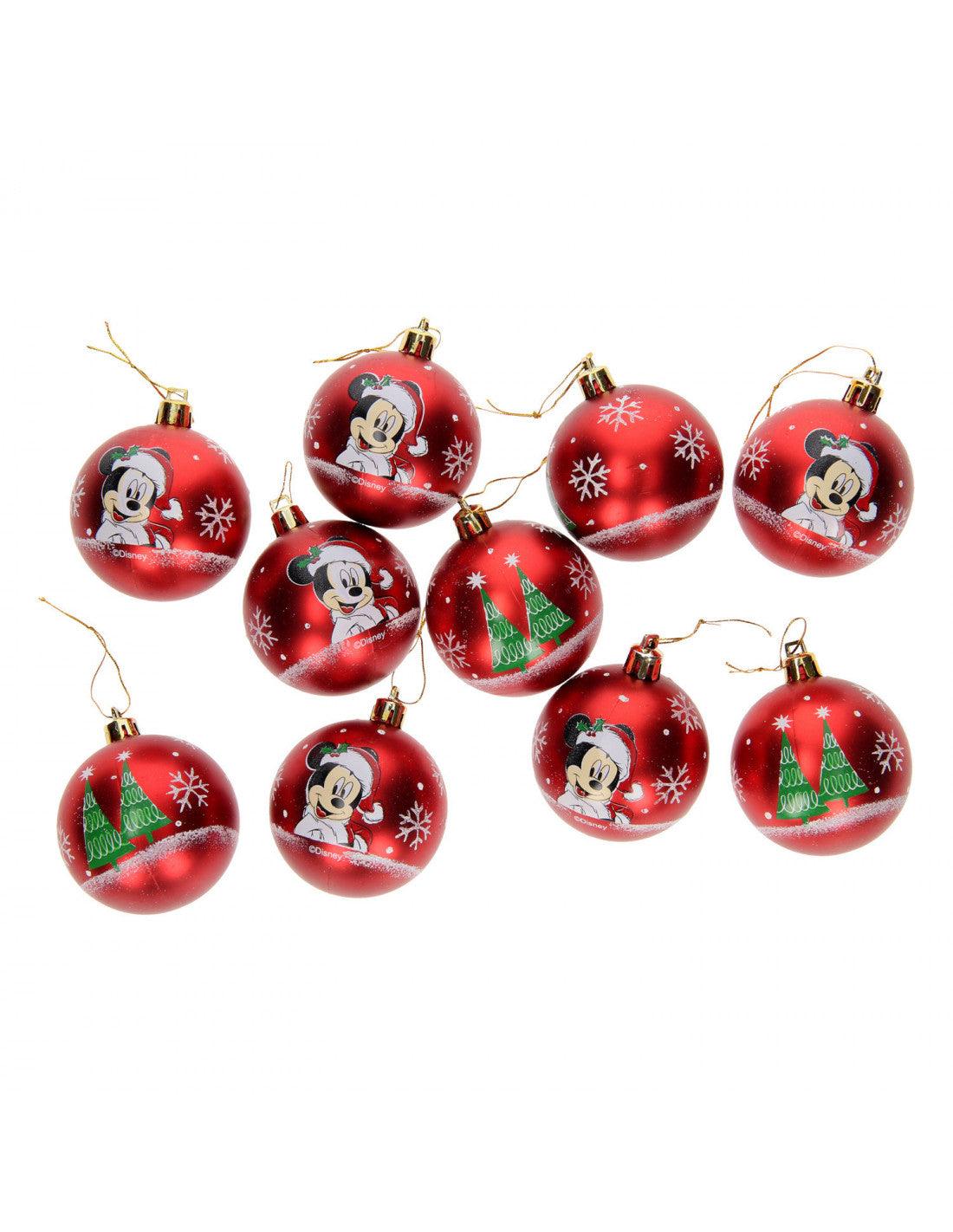 Set 10 globuri brad Mickey Mouse rosii 6 cm - Nitzi.ro