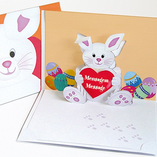 Felicitare 3D stil Origami-Iepuras de Paste