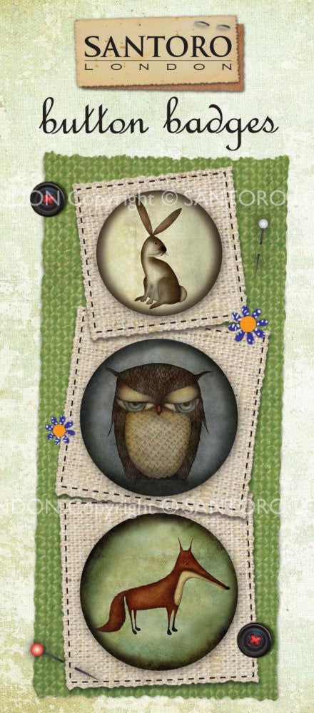 Set 3 insigne Grumpy Owl