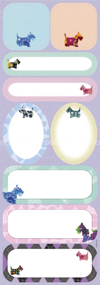 Carnet etichete adezive Eclectic Scottie Dogs