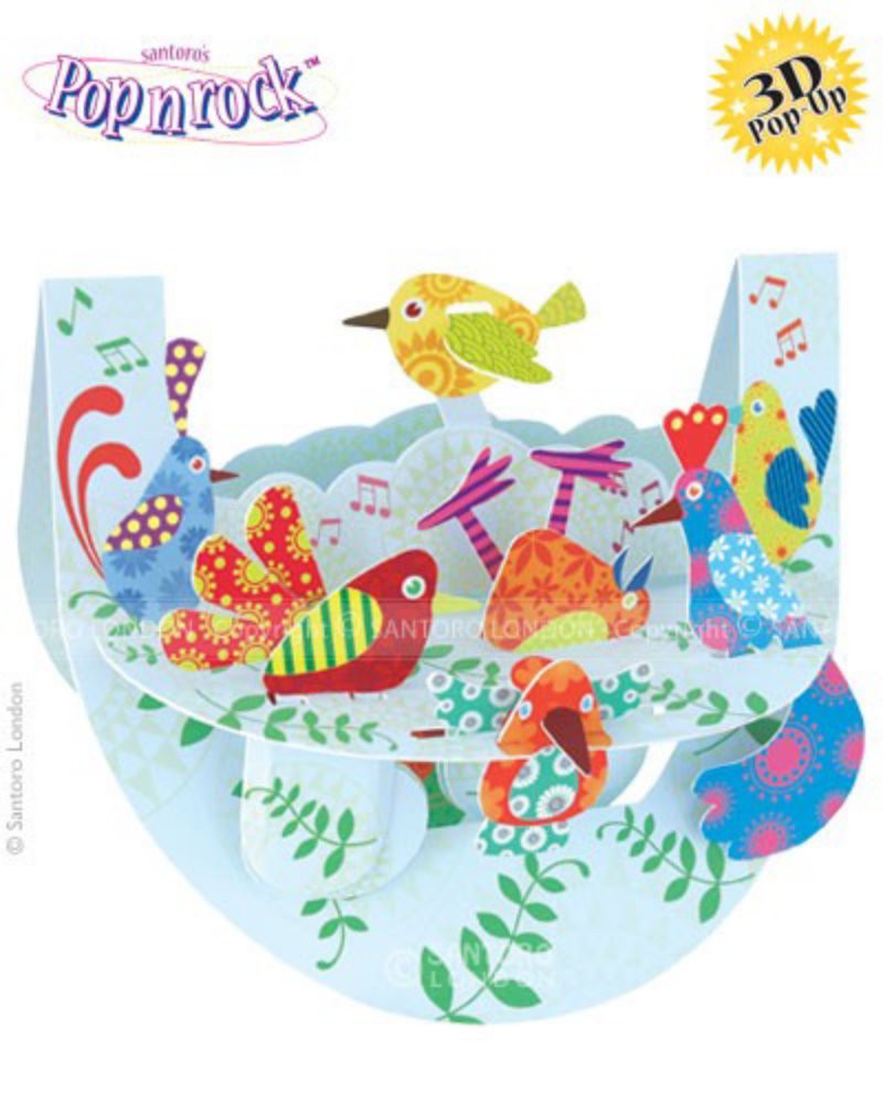 Felicitare 3D Popnrock-Pasari multicolore
