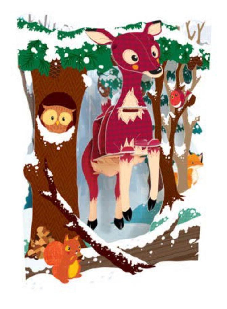 Felicitare de iarna 3D Swing Cards - Caprioara - Nitzi.ro