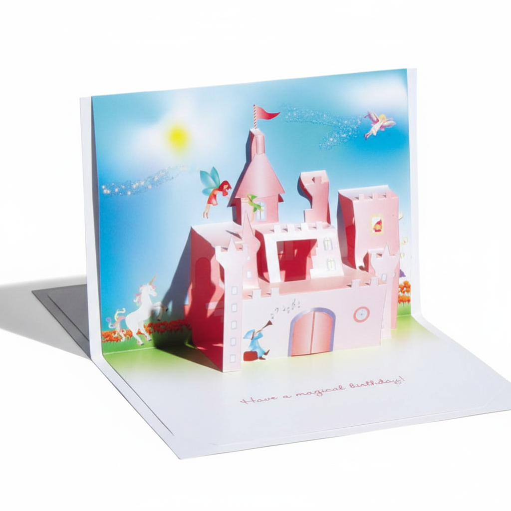 felicitare origami 3d castel pop up pentru copii cadou creativ