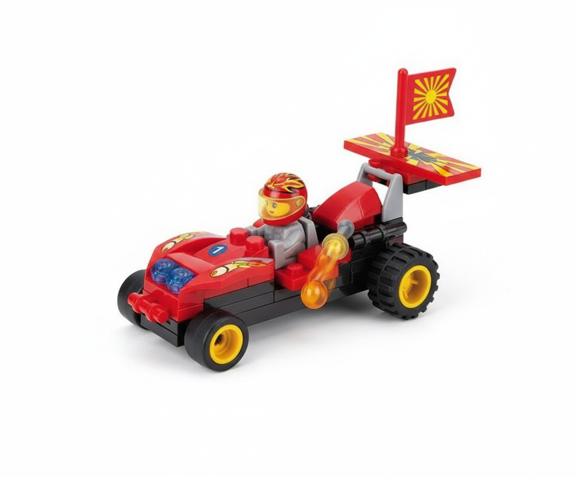 Setul de construit tip LEGO – Mașină de curse roșie