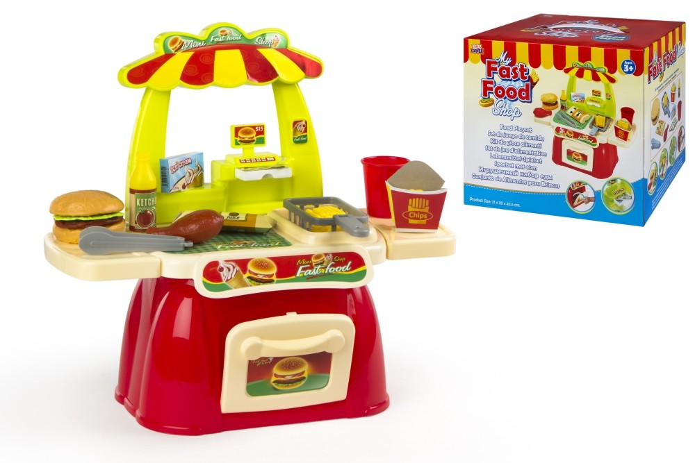 Stand fast food din plastic pentru copii, set de joacă educativ