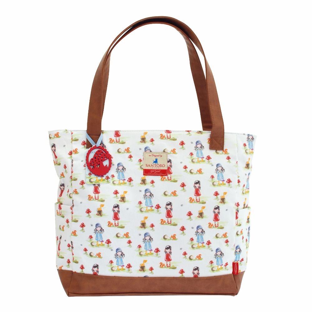 Geanta Gorjuss cu manere maro Pastel Toadstools