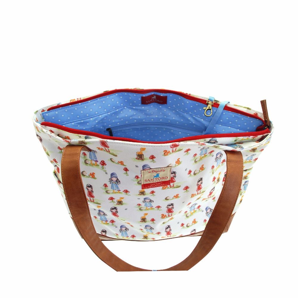 Geanta Gorjuss cu manere maro Pastel Toadstools