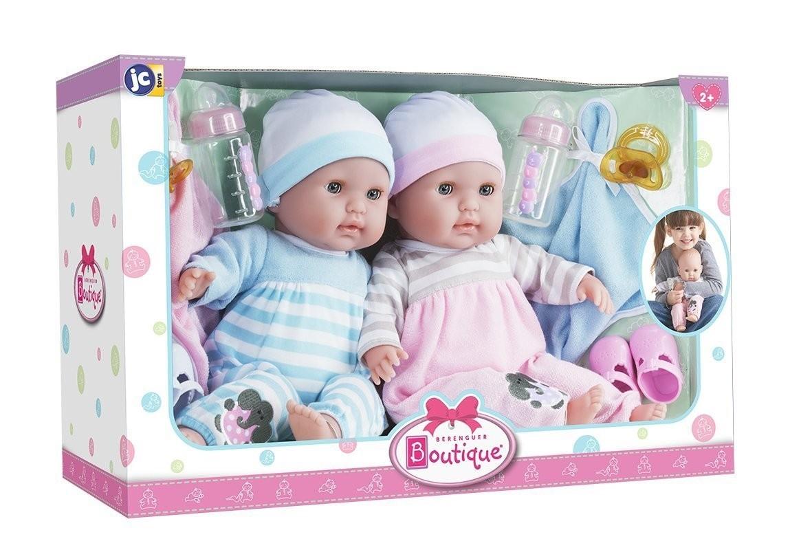 Papusa set bebe gemeni 38 cm corp moale, paturica si suzeta - Nitzi.ro