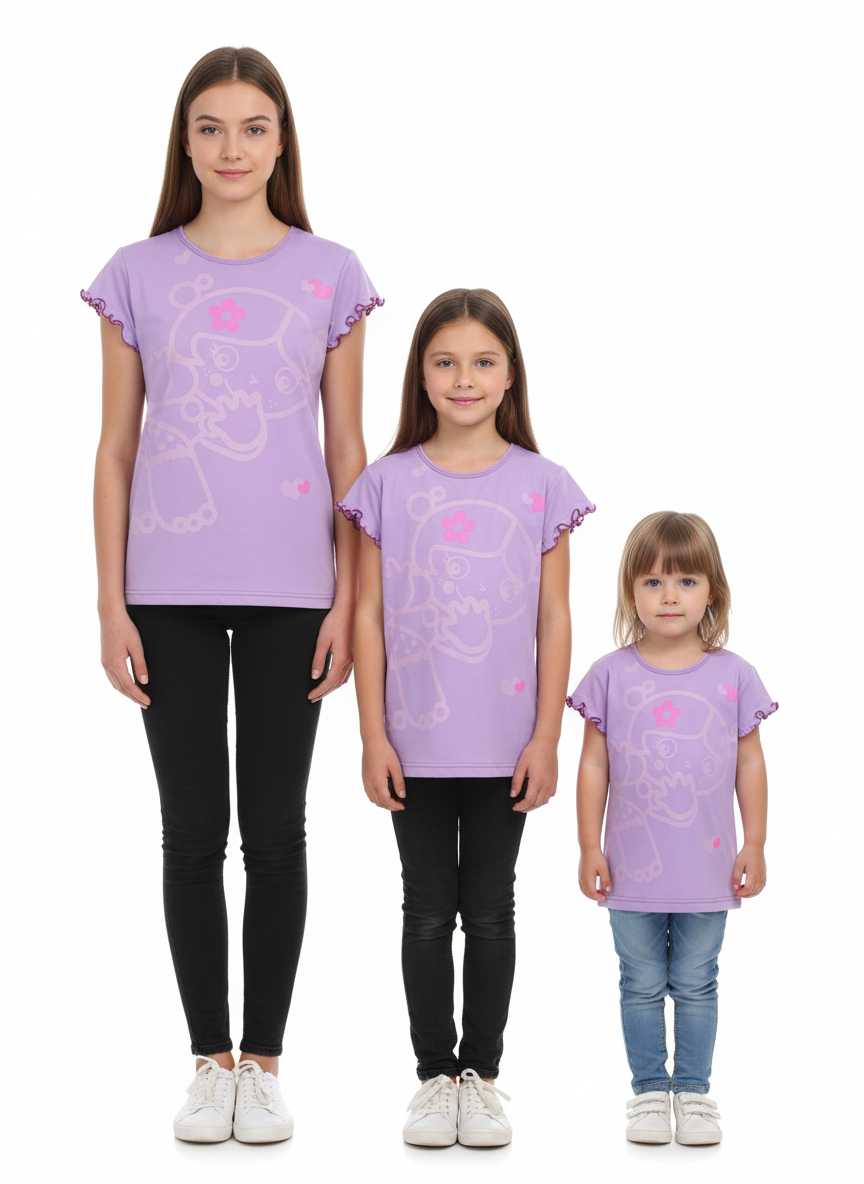 Tricou copii lila cu mâneci scurte Tutti Cuti – diverite mărimi