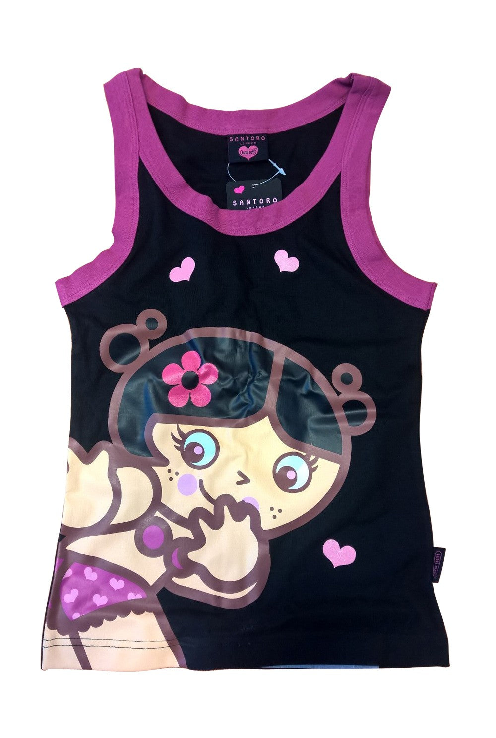 Maiou negru bordat cu roz Tutti Cuti, fete 12-14 ani