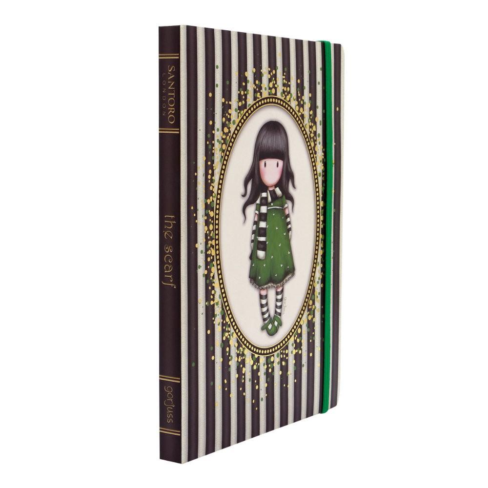 Gorjuss Stripes Agenda A5 cu folie aurie - The Scarf