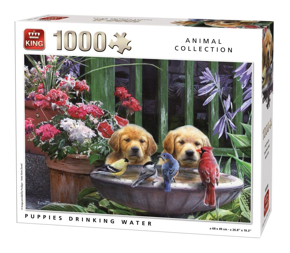 Puzzle 1000 piese Puppies Drinking Water
