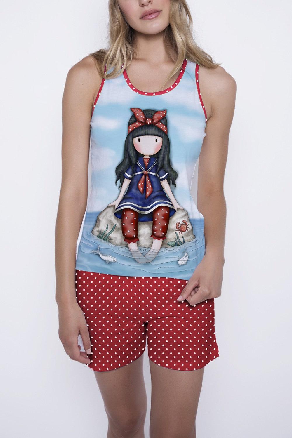 Pijama dama Gorjuss Little Fishes scurta - Nitzi.ro