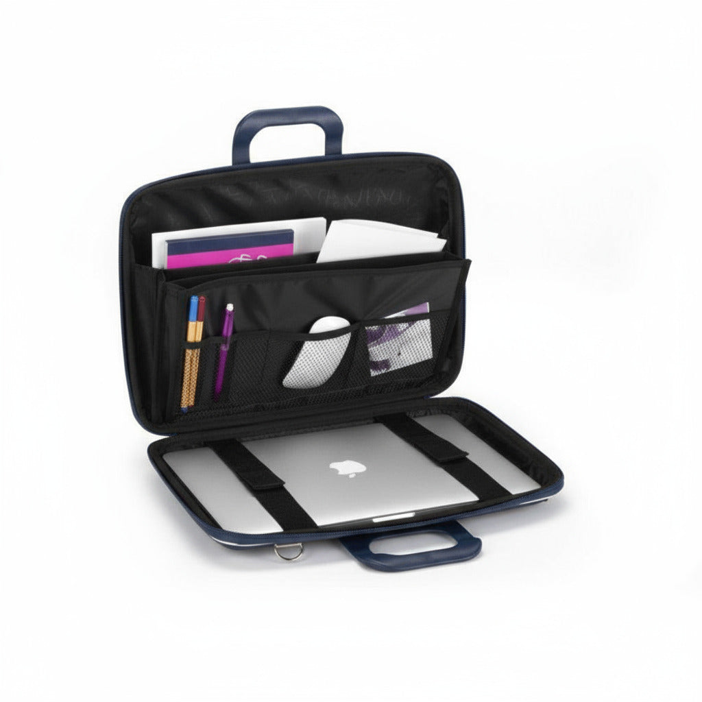 Geanta lux business laptop 13 in Nylon Bombata-Albastru cobalt - Nitzi.ro