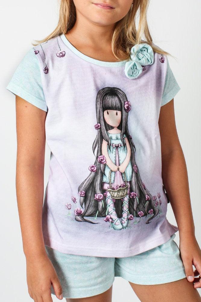 Pijama copii cu tricou Gorjuss Rosebud, scurta - Nitzi.ro