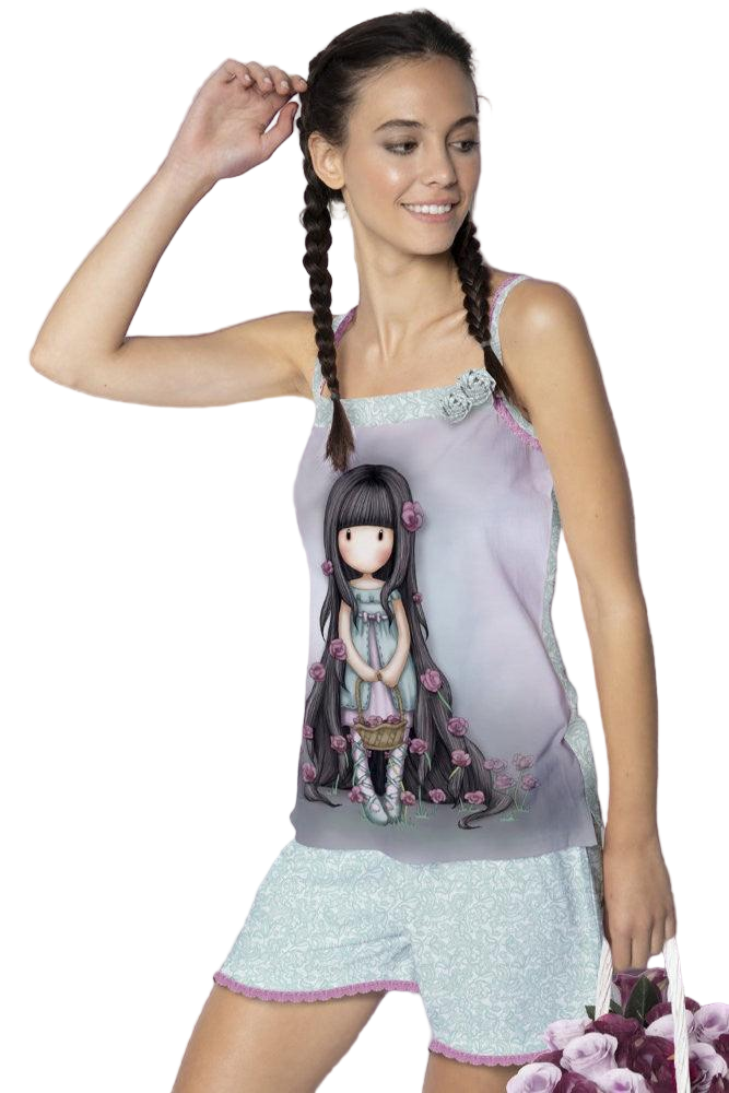 Pijama dama cu maiou Gorjuss Rosebud, scurta