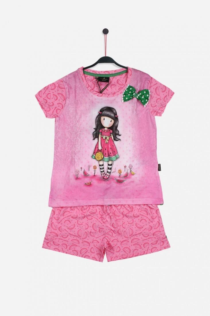 Pijama dama cu tricou Gorjuss Every Summer Has A Story, scurte - Nitzi.ro