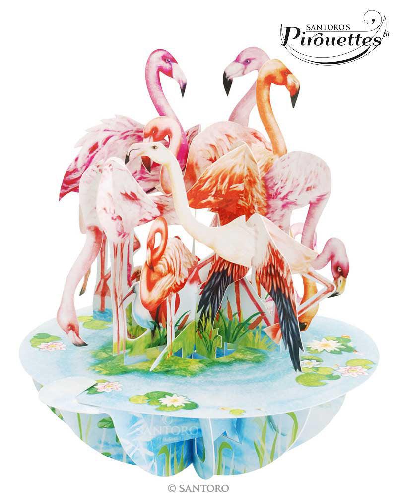 Felicitare 3D Pirouettes Santoro-Flamingo - Nitzi.ro