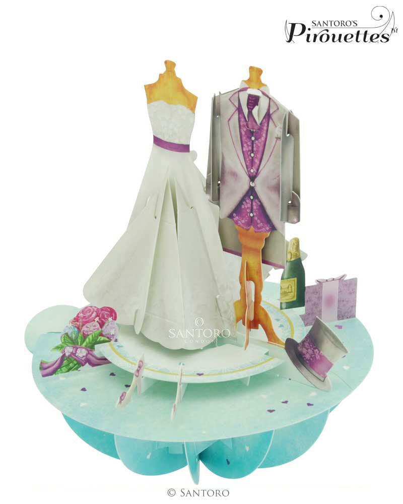 Felicitare 3D Pirouettes Santoro-Nunta, mire si mireasa - Nitzi.ro