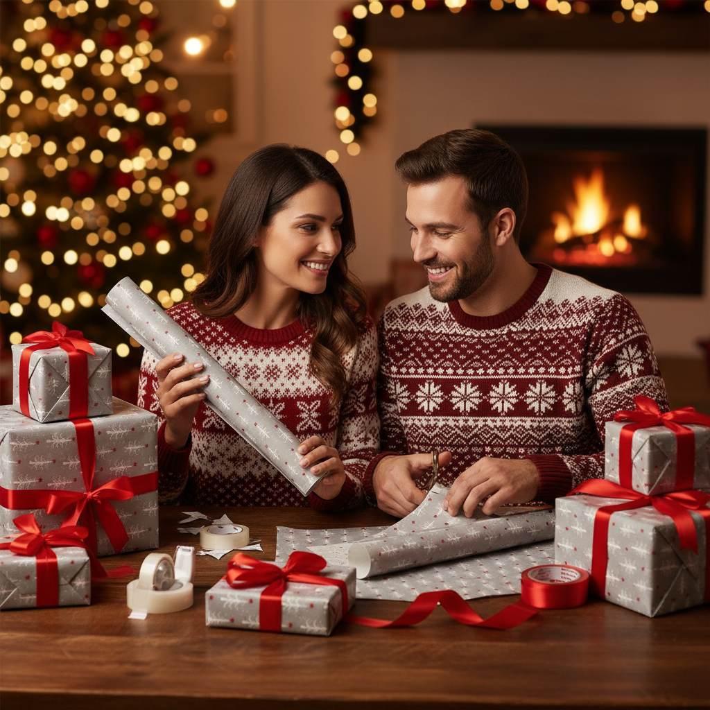 Hârtie de împachetat Crăciun nostalgic – 5 Metri pregatirile au început