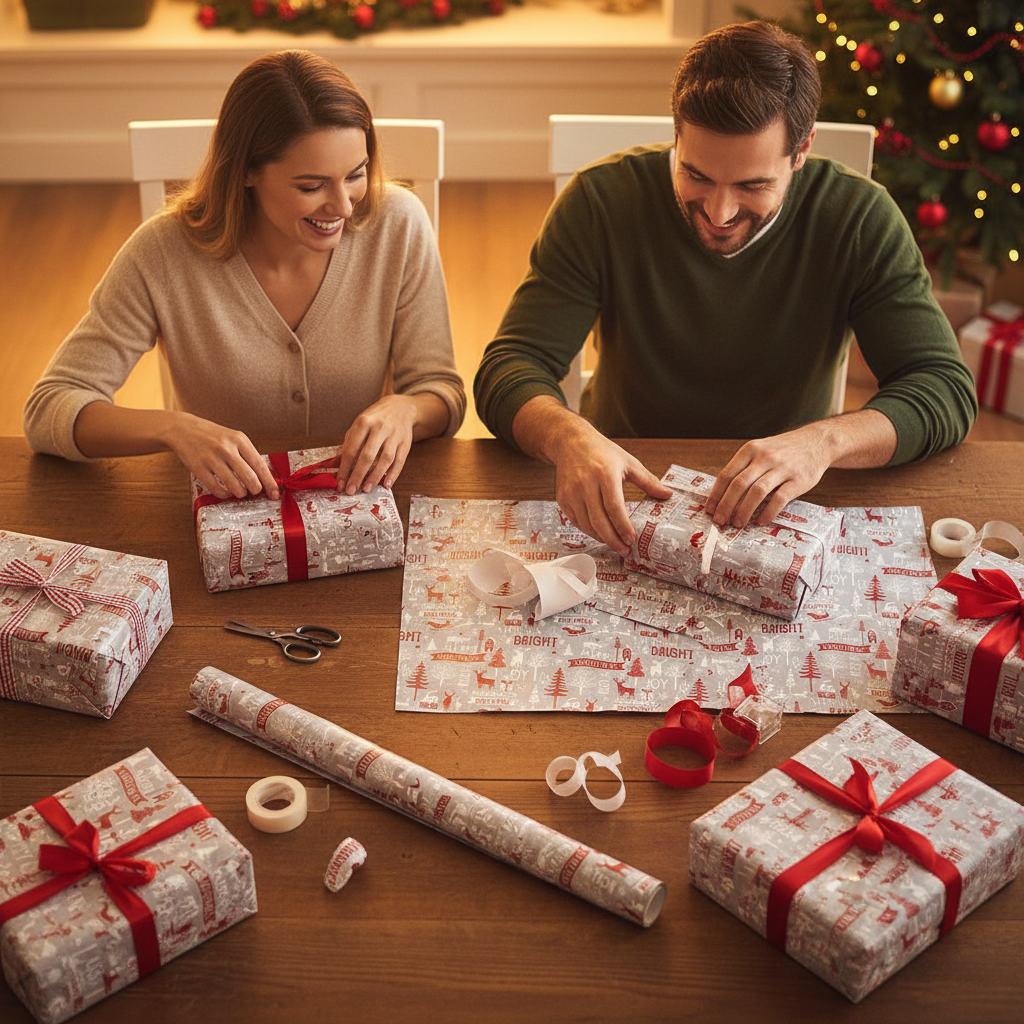 Hârtie de împachetat Crăciun nostalgic – 5 m, ai inceput impachetarea?