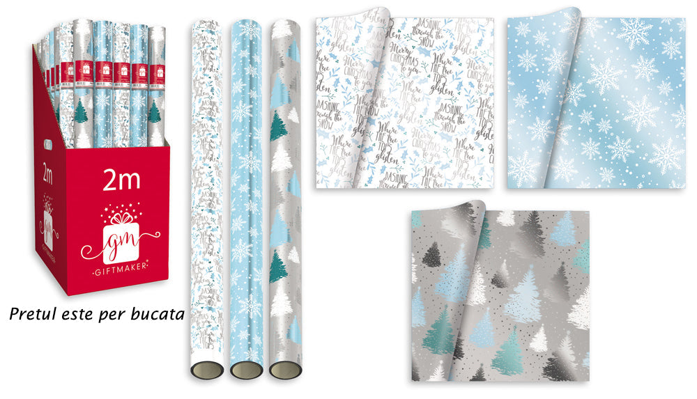 Hartie de impachetat efect folie model iarna