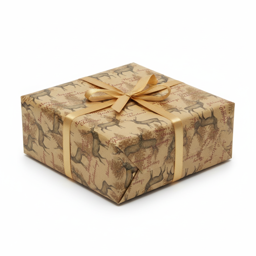 Hartie de impachetat Craciun traditional 8 m model cu cerbi - Nitzi.ro