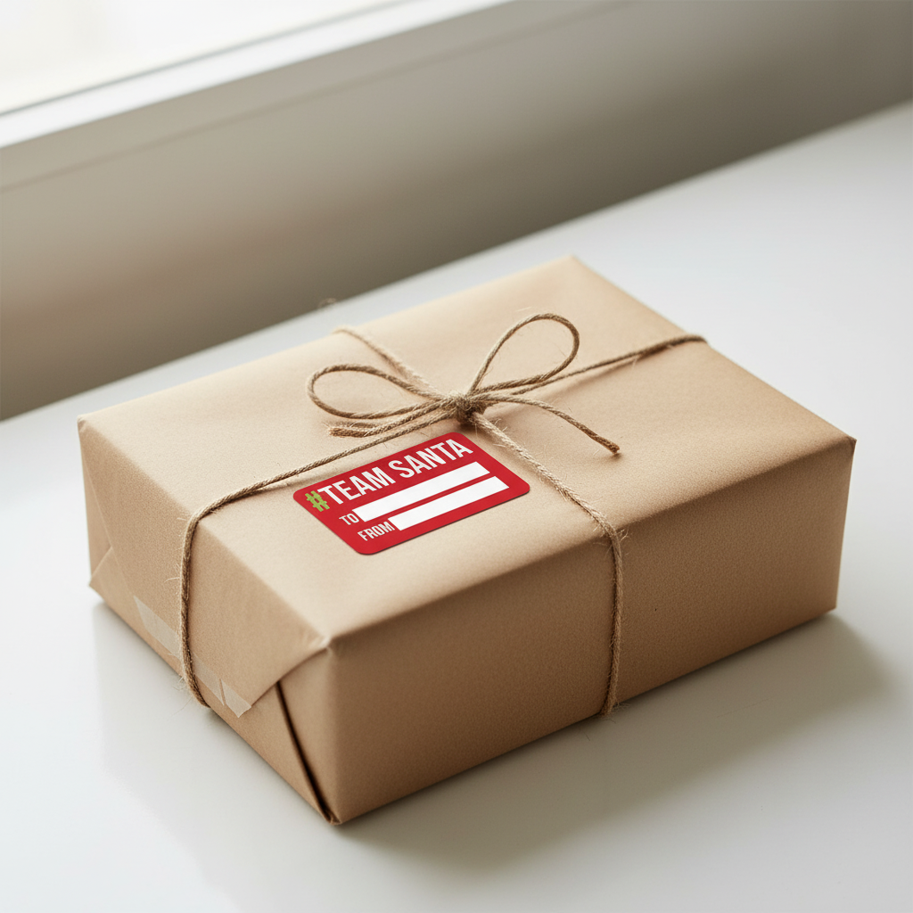 Cutie cu 160 buc etichete de pus pe cadourile de Crăciun