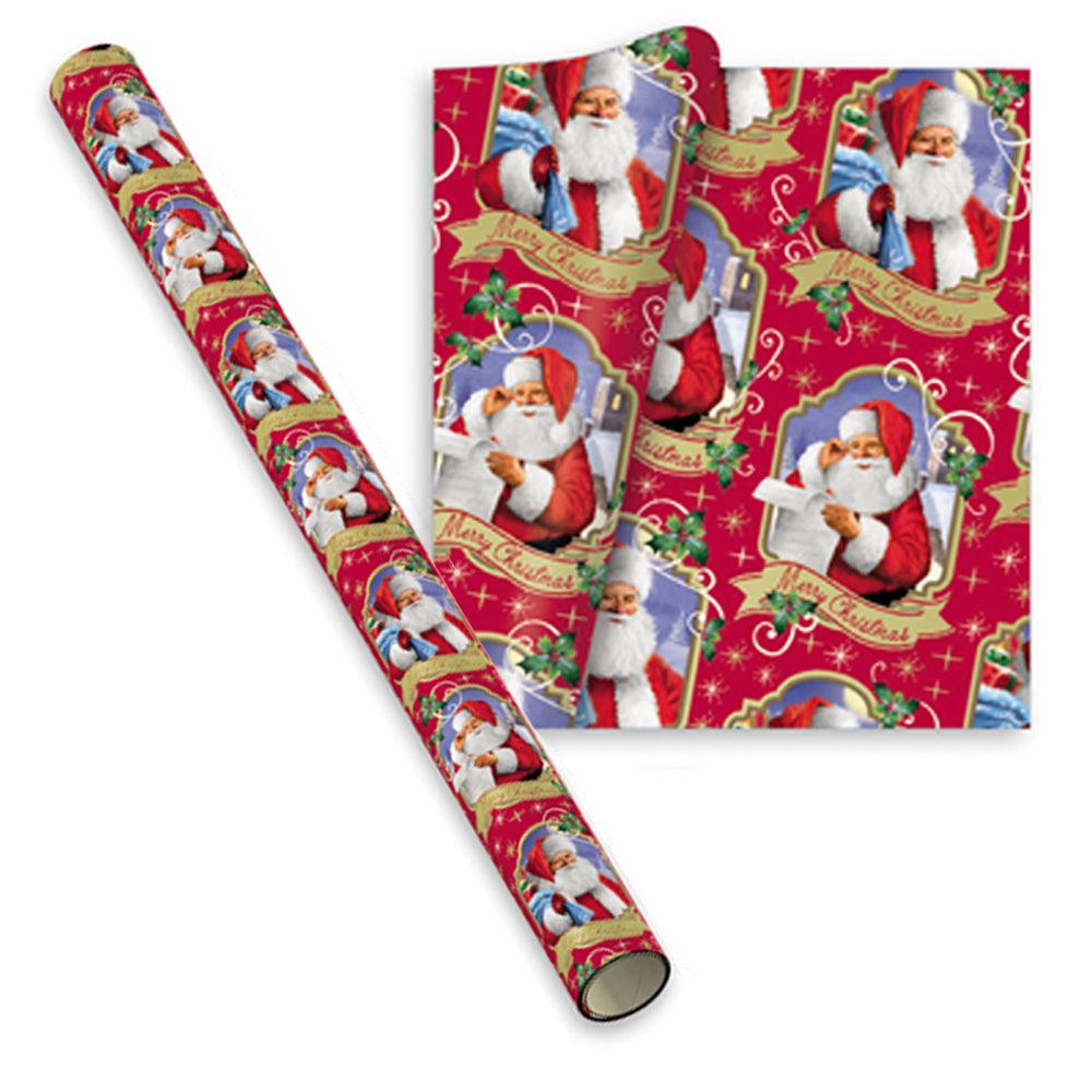 Hartie de impachetat de 5 m lungime cu mos Craciun citind scrisorile de la copii