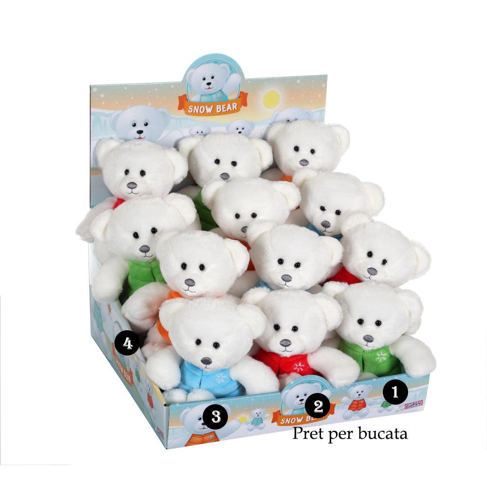Ursulet alb - jucarie din plus cu vesta 16 cm - Nitzi.ro