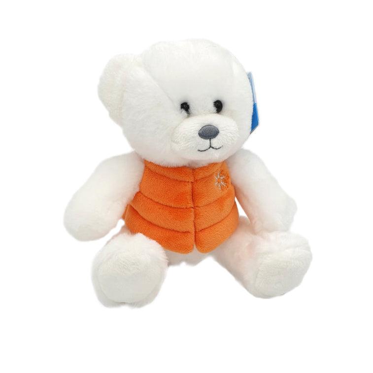 Ursulet alb - jucarie din plus cu vesta 16 cm - Nitzi.ro