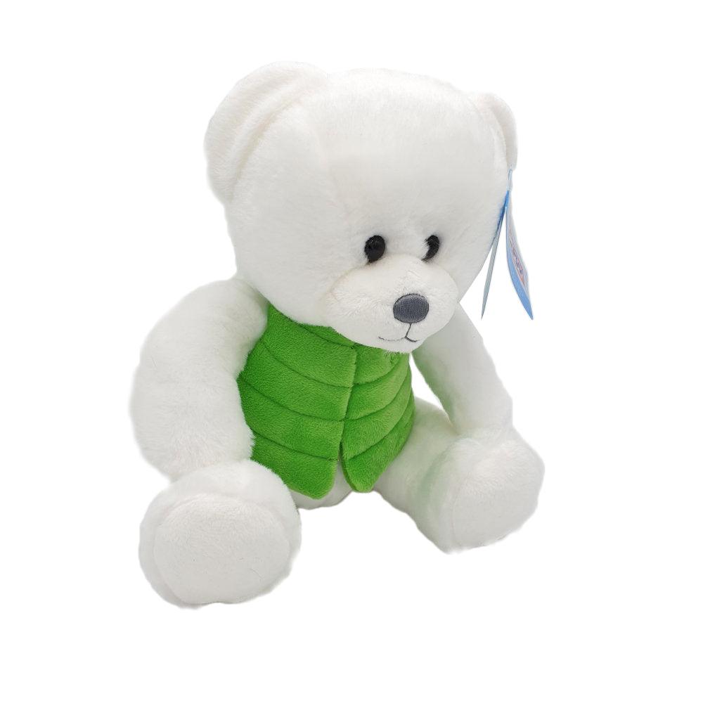 Ursulet alb - jucarie din plus cu vesta 16 cm - Nitzi.ro