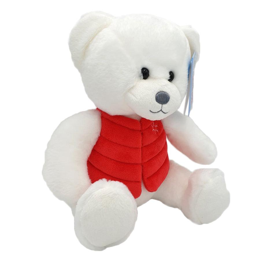 Ursulet alb - jucarie din plus cu vesta 24 cm - Nitzi.ro