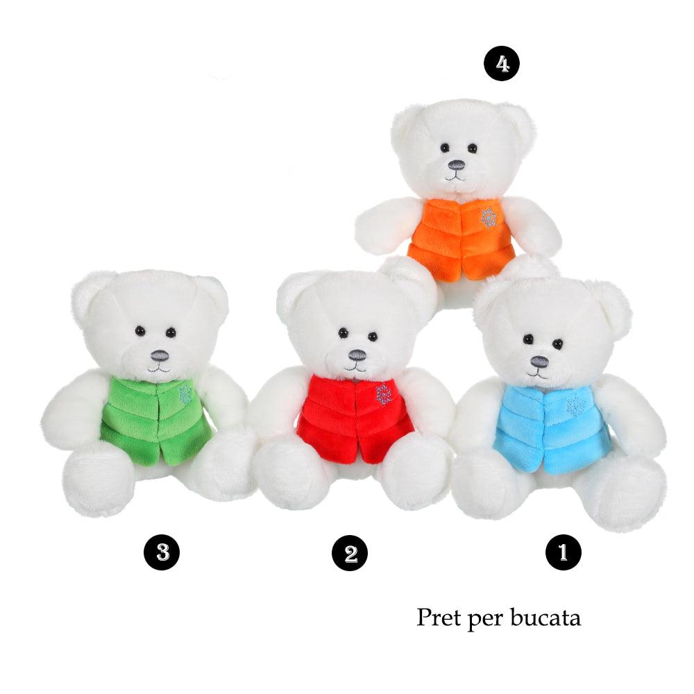 Ursulet alb - jucarie din plus cu vesta 24 cm - Nitzi.ro
