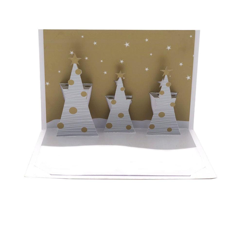 Felicitare 3D Origami - Braduti argintii - Nitzi.ro
