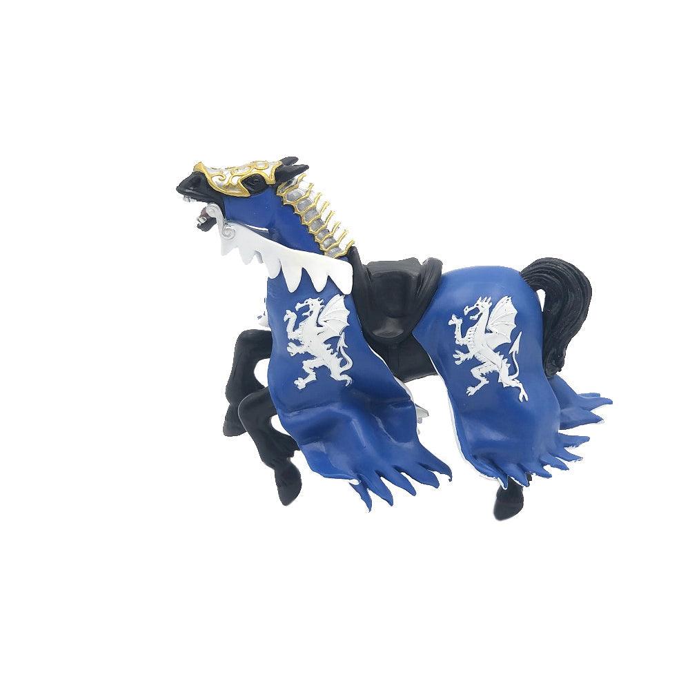 Figurina Calul regelui cu blazon dragon (albastru) - Nitzi.ro