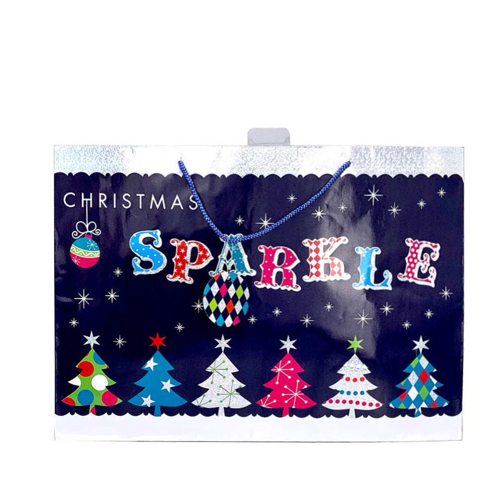 Punga pentru cadou de iarna / Craciun mov cu folie argintie holografica X