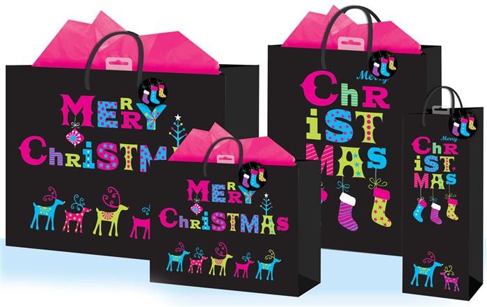 Punga iarna / Craciun -neagra cu folie holografica si culori vii L