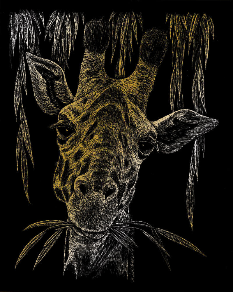 Set gravura pe folie aurie Girafa