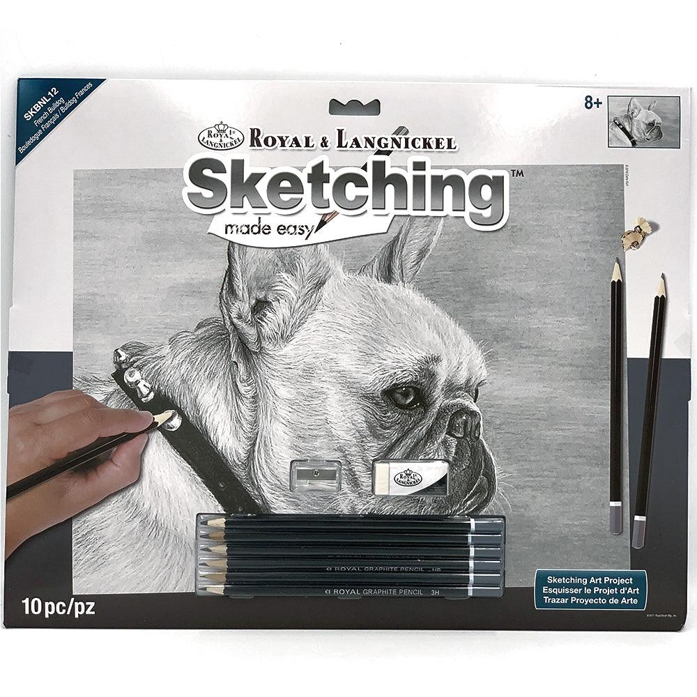 Set pentru realizarea unui desen in creion - Bulldog francez - Nitzi.ro