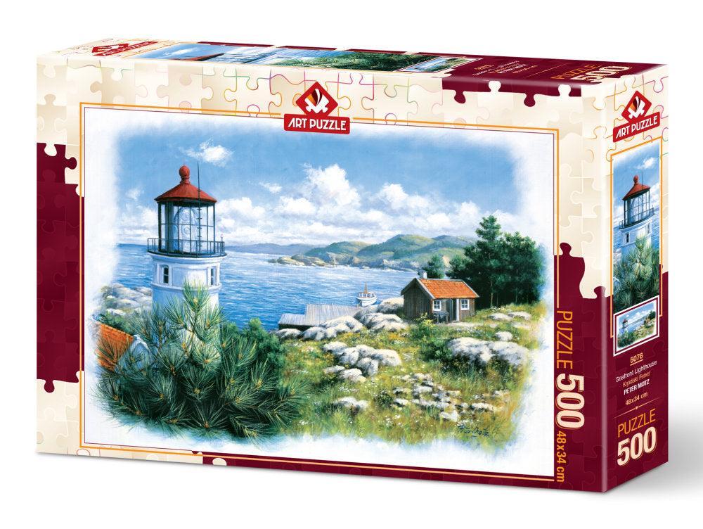 Puzzle 500 piese - Seafront Lighthouse-Peter Motz