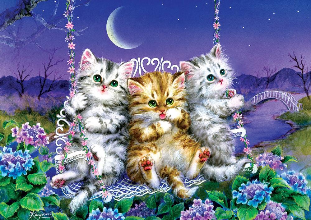 Puzzle 500 piese - Moonlight Swing Kittens-Kayomi Harai