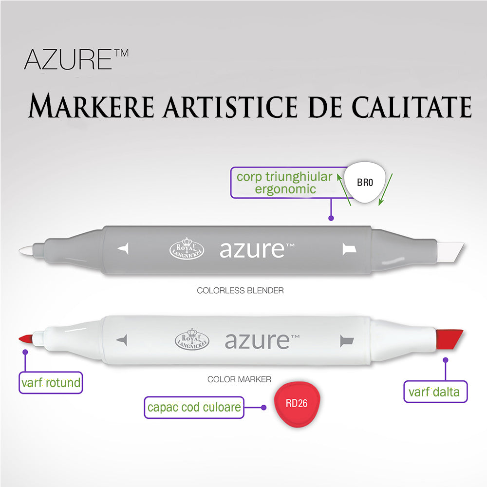 Set 13 markere Royal Langnickel Azure Culori marine