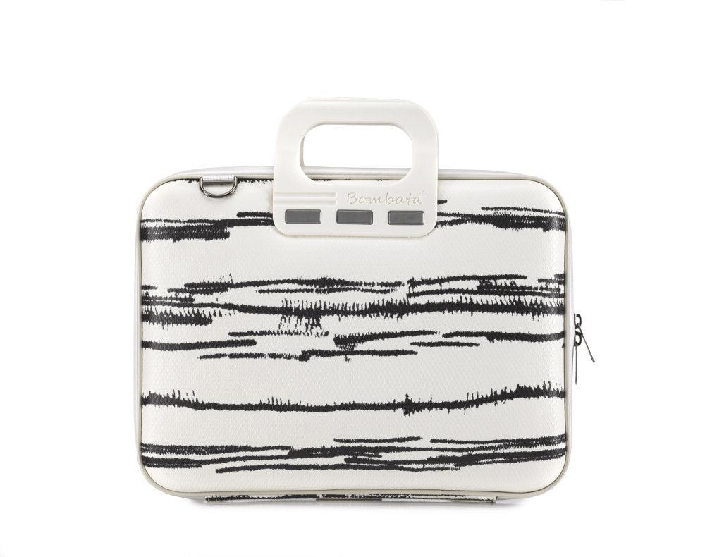 Geanta lux business laptop 13 Bombata Medio Black&White-Alb - Nitzi.ro