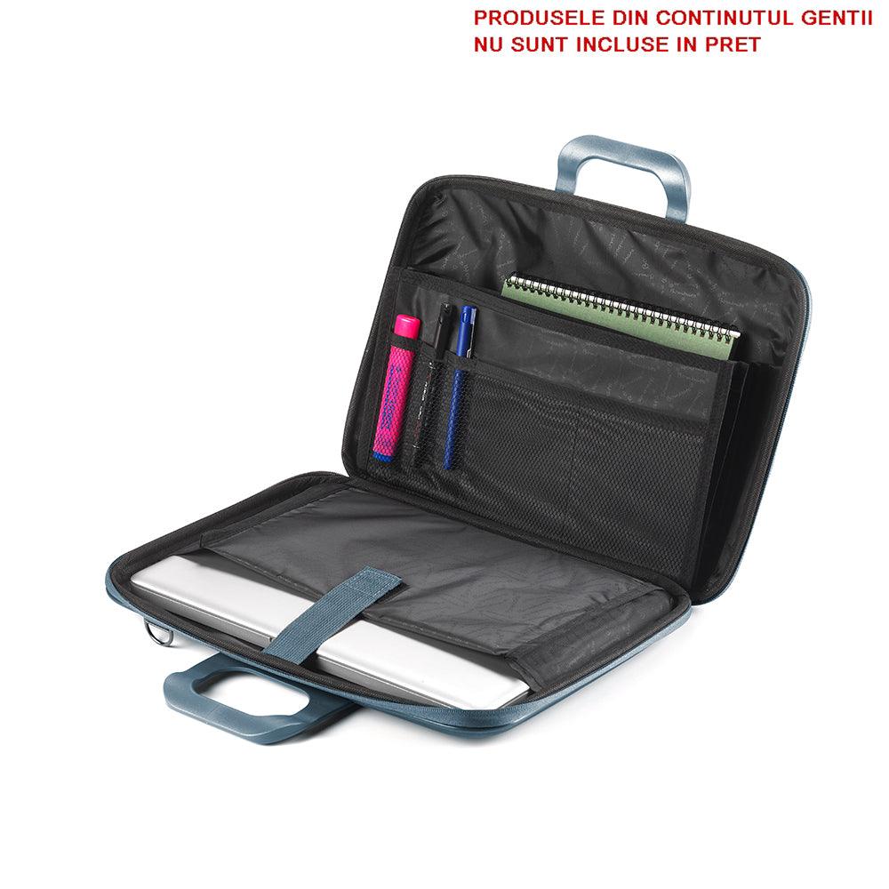 Geanta lux business laptop 15,6 Bombata Denim-Grena - Nitzi.ro