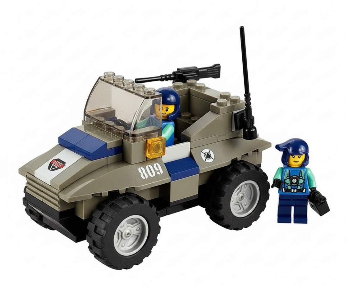 Set de construit tip lego-Masina de teren militara-96 piese