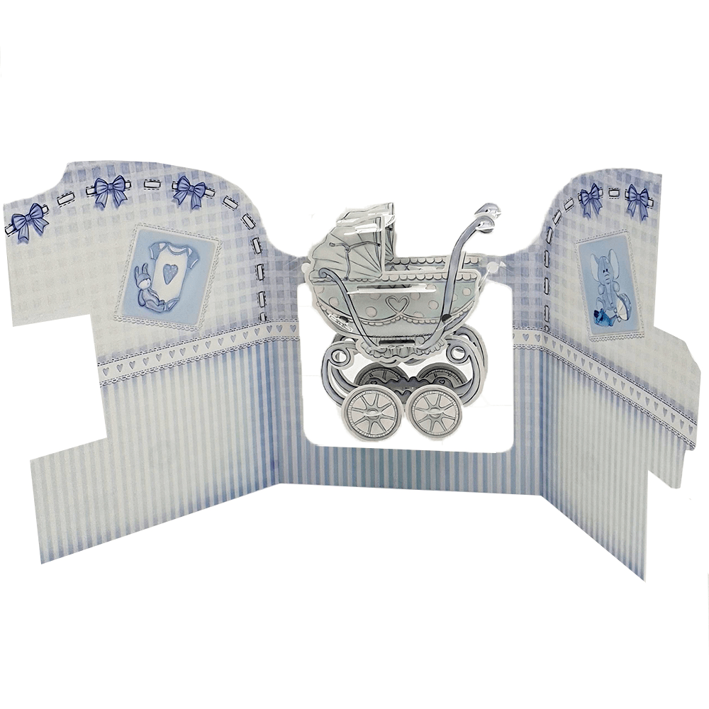 Felicitare 3D Carucior albastru - Nitzi.ro
