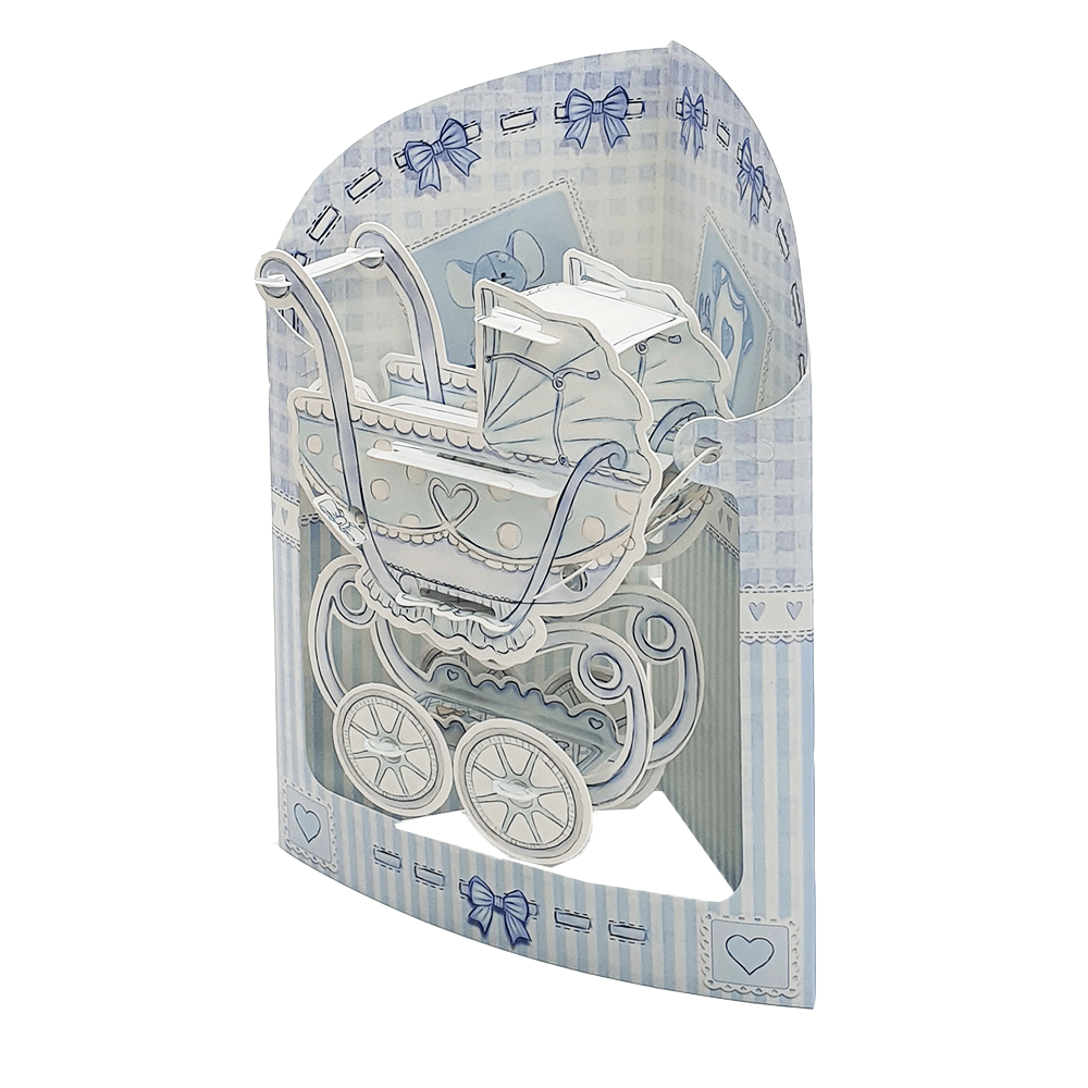 Felicitare 3D Carucior albastru - Nitzi.ro